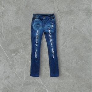 Diamante Women's Distressed Mid Rise Butt Lifting Stretch Denim Jeans Size 13